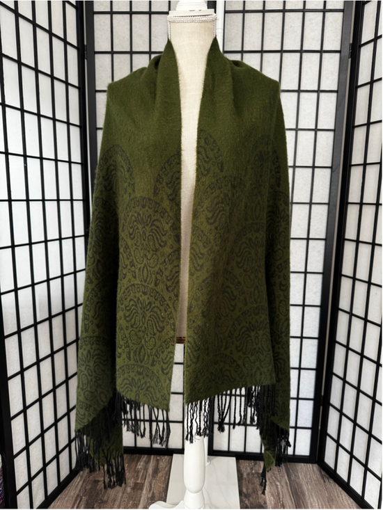 Unbranded Accessories - Women's Unbranded Paisley Wrap Scarf One Size Green Black